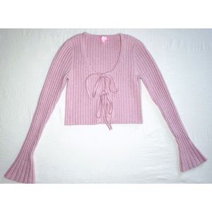 Sugar Thrillz Pink Balletcore Tie Front Bell Sleeve Cardigan Dolls Kill